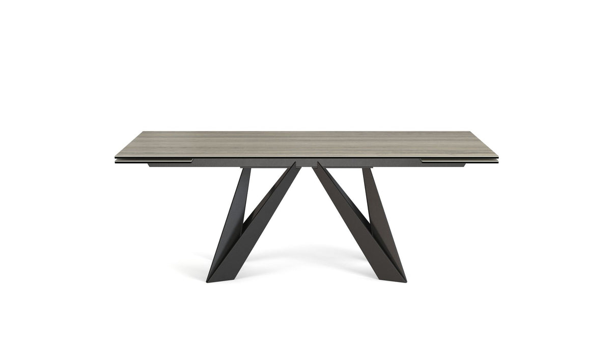 cigale | Table de repas avec allonges - travertino grigio - image 2