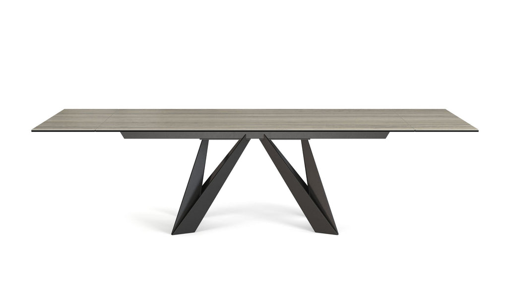 cigale | Table de repas avec allonges - travertino grigio - image 1