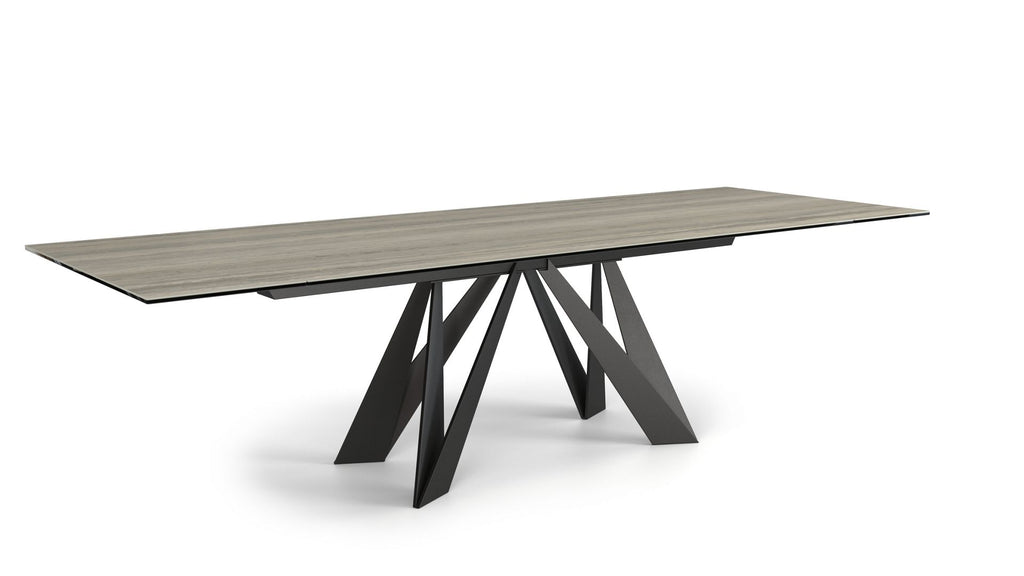 cigale | Table de repas avec allonges - travertino grigio - image 3