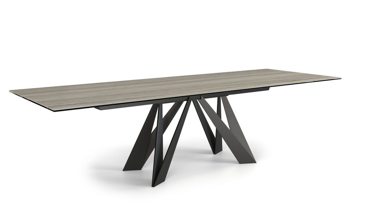 cigale | Table de repas avec allonges - travertino grigio - image 3