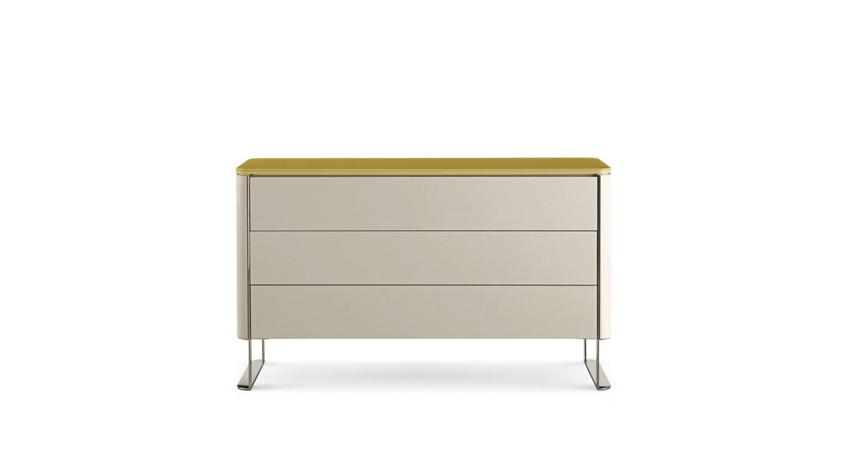 rondo | Commode 3 tiroirs - laqué / top verre laqué - image 1