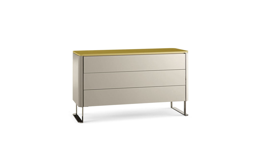 rondo | Commode 3 tiroirs - laqué / top verre laqué - image 2