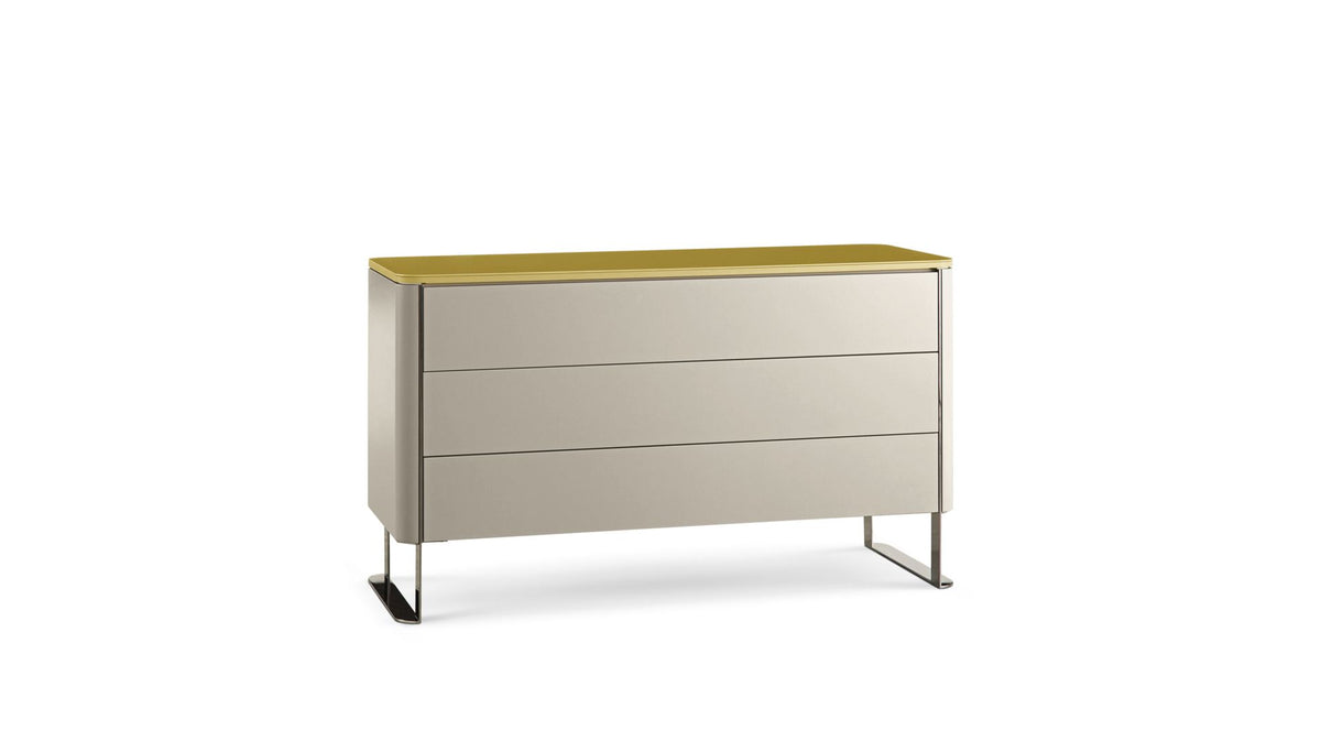 rondo | Commode 3 tiroirs - laqué / top verre laqué - image 2